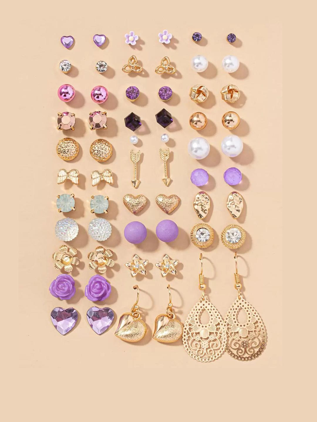 TheVineGirl Gold Plated Jewellery For Women/Girls Multicolor Earrings Combo of 30 Pairs