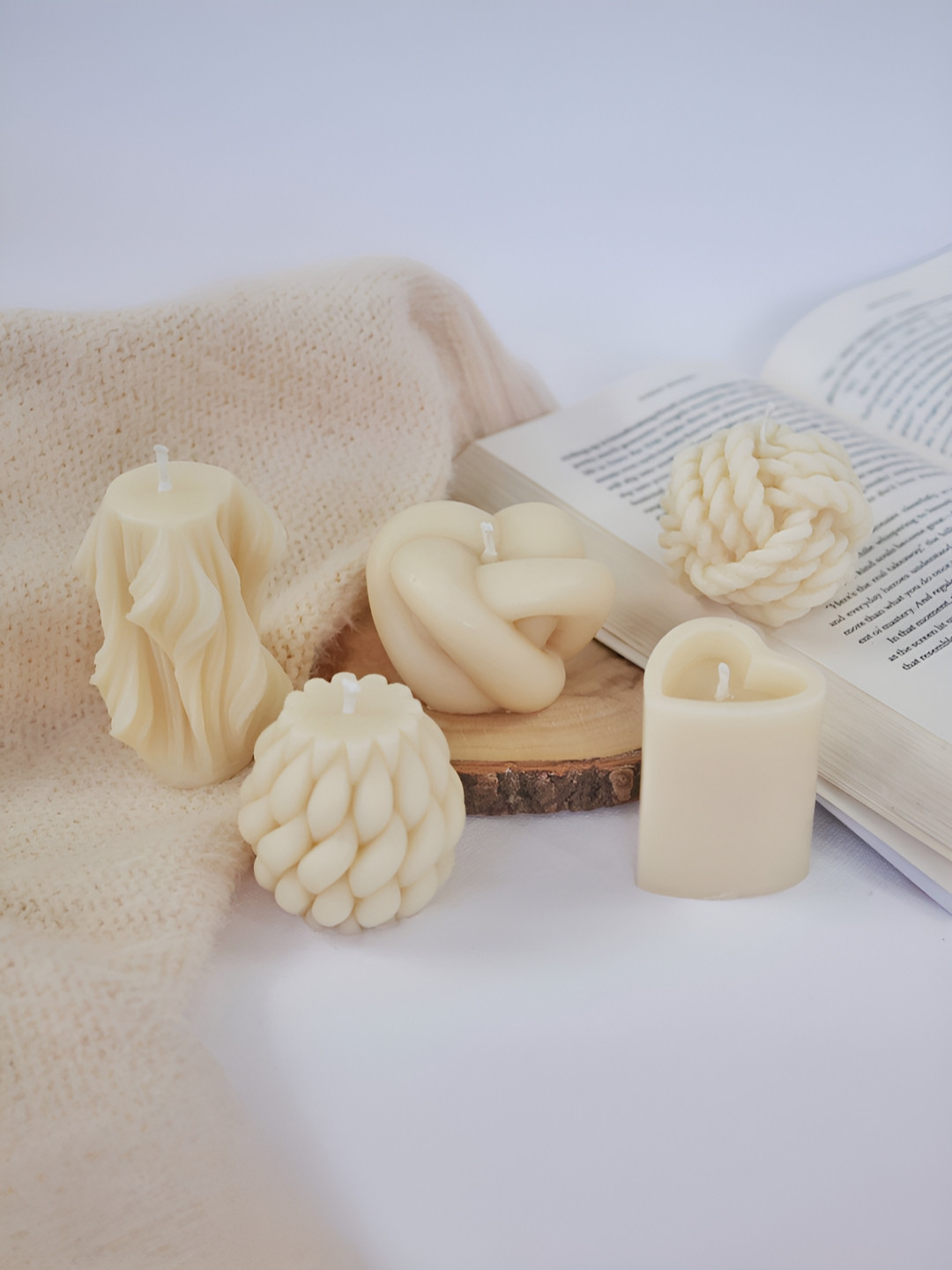 ENCEBIENCE Off White 5 Pcs Aesthetic Candles - French Lavender