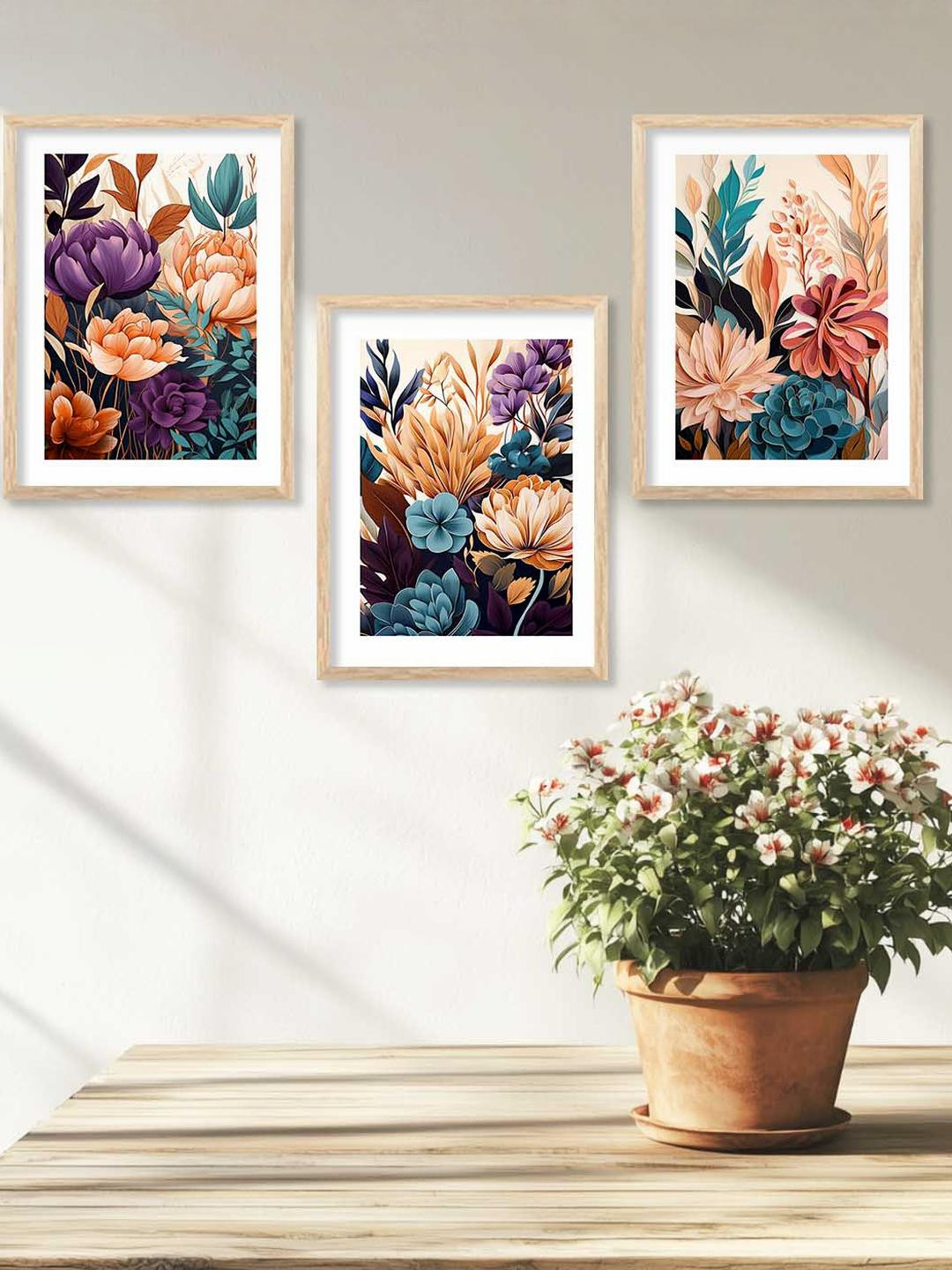 Floral Wall Art  With Frame Home Decor Wall Painting For Living Room Office Bedroom