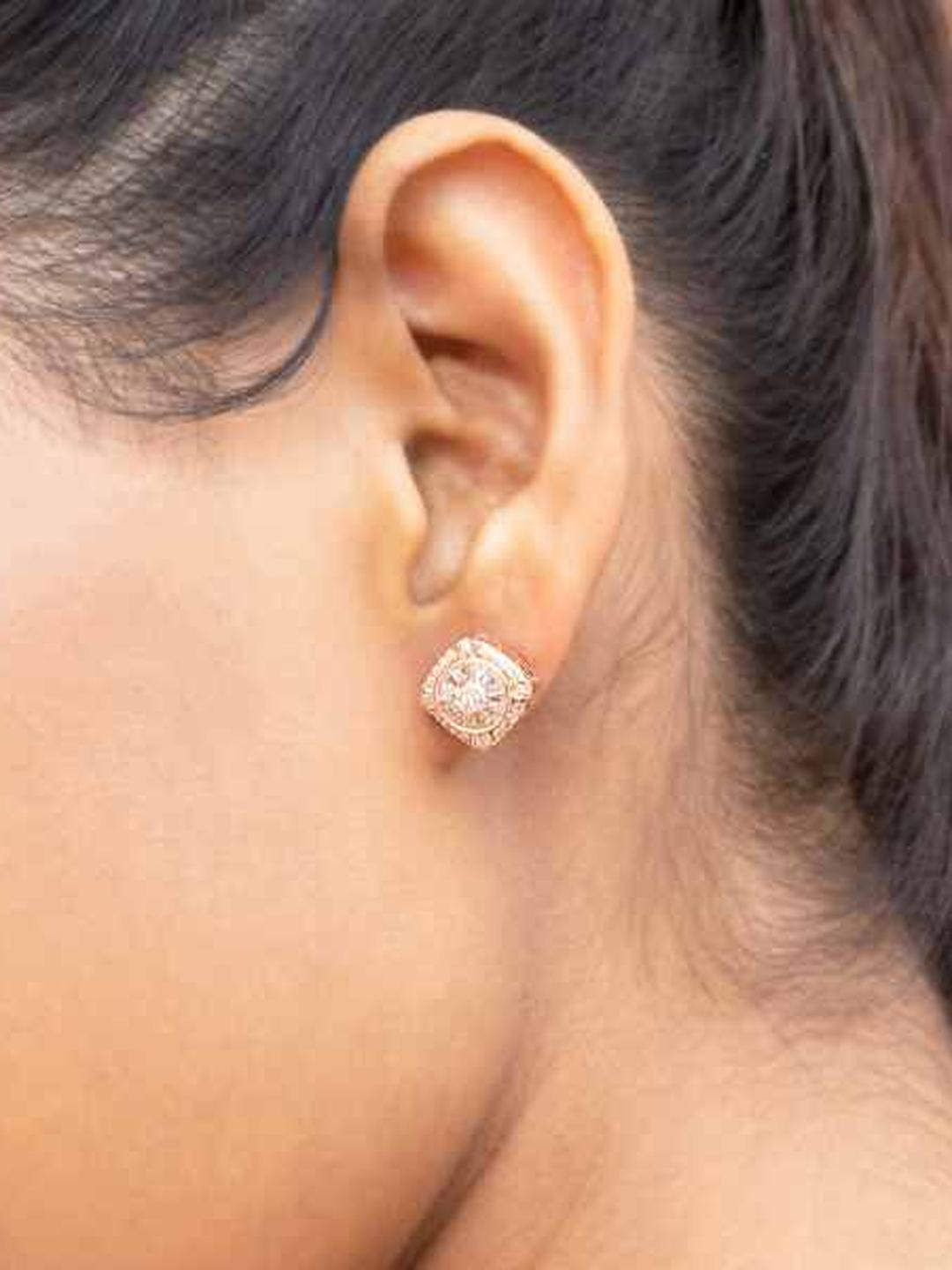 Rose Gold Square Chema Studs on Pure 925 Silver