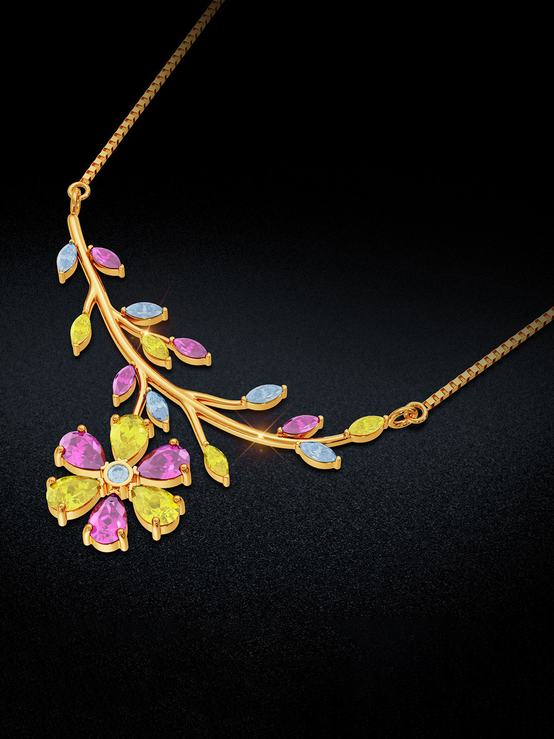 Joyalukkas Radiant Blossom Branch Gold Necklace