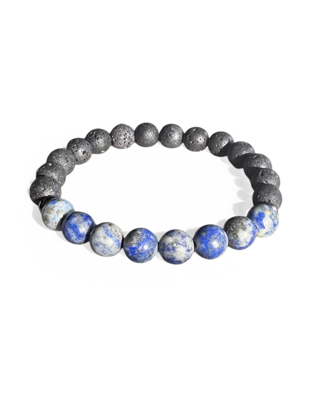 Gems Guru Lava Stone Bracelet with Lapis Lazuli and Metallic Elements  Grounding & Elegant