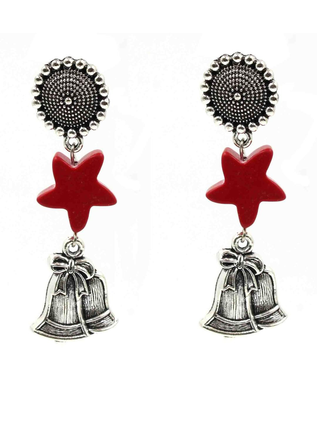 Gurjari Jewellers Turquoise Red beads ,christmas bell earring