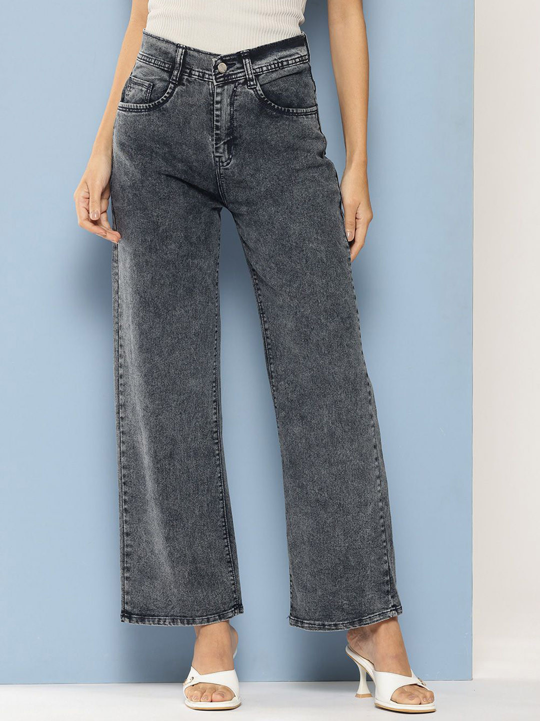 BAESD Women Hottie Flared Mid-Rise Stretchable Jeans