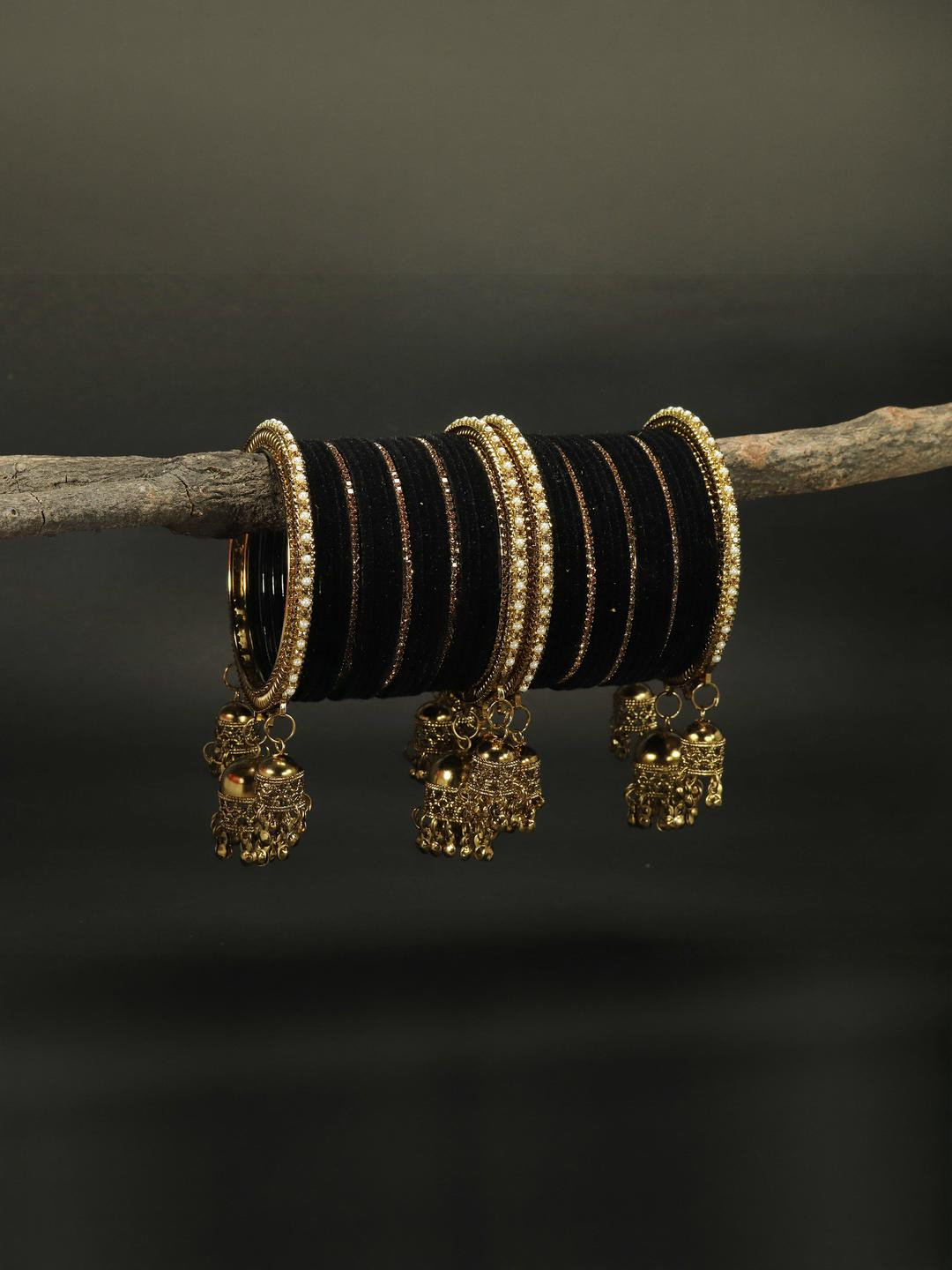 Amika Set of 42 Black Jhumka latkan bangle