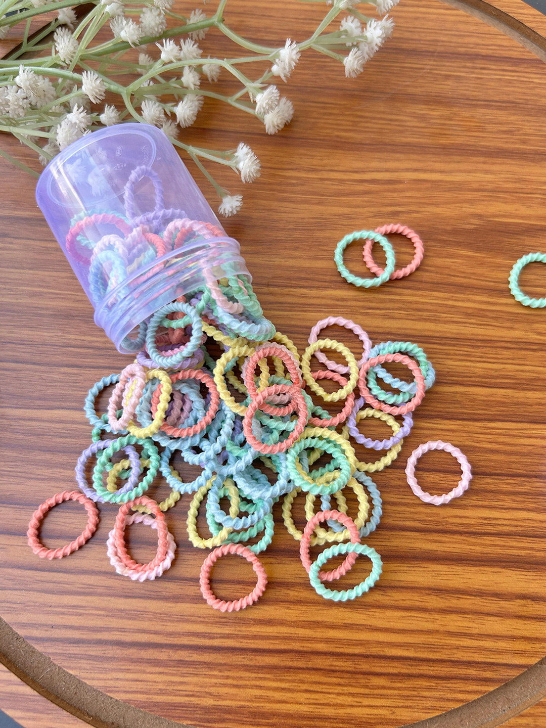 Radhya Accessories Girls Colorful Pastel 2Cm Hairties Pack of 100