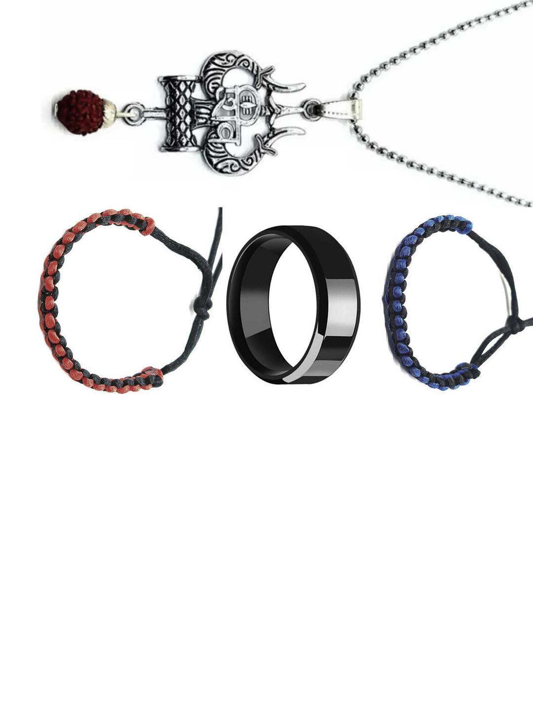 Dynamic Retail Global Pack Of 4 Bracelets, Finger Ring and Pendant Chain Jewellery Set