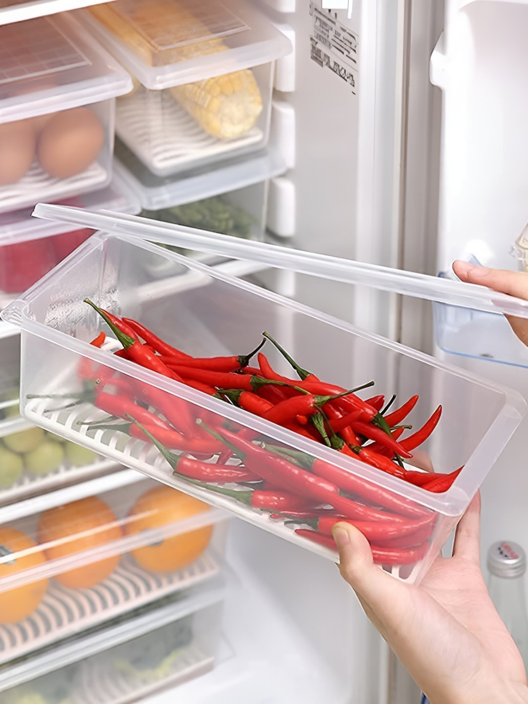 RK EMPIRE 6 Pieces Transparent Plastic Refrigerator Safe Fridge Container