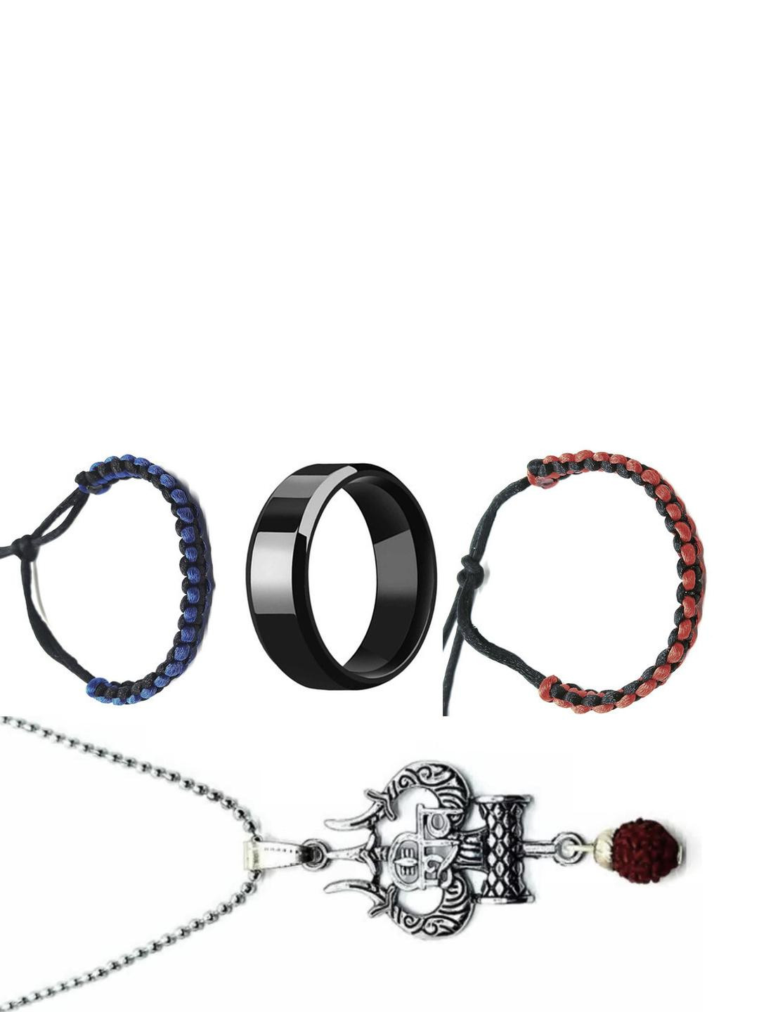 Dynamic Retail Global Stainless Steel Rhodium Multicolor Jewellery Set (Pack of 4)