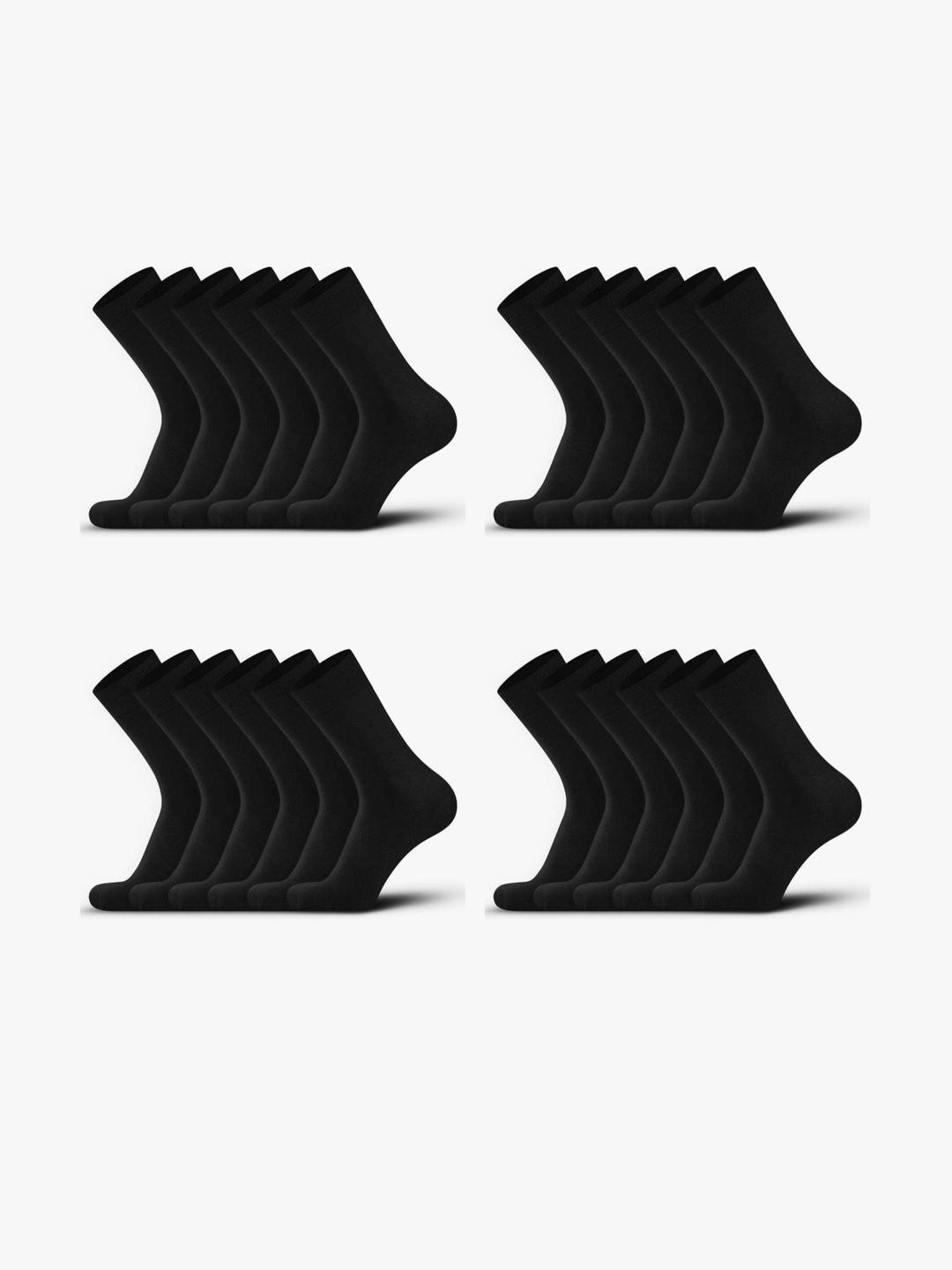 MUKHAKSH Unisex School Black Calf Length Socks 12 Pairs