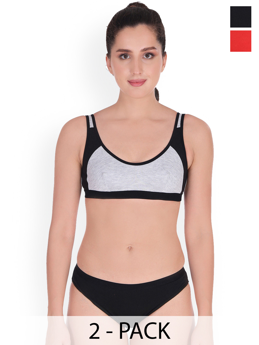 Samvar Pack Of 2 Non Padded Lingerie Sets SNYC-Set_R,Bl