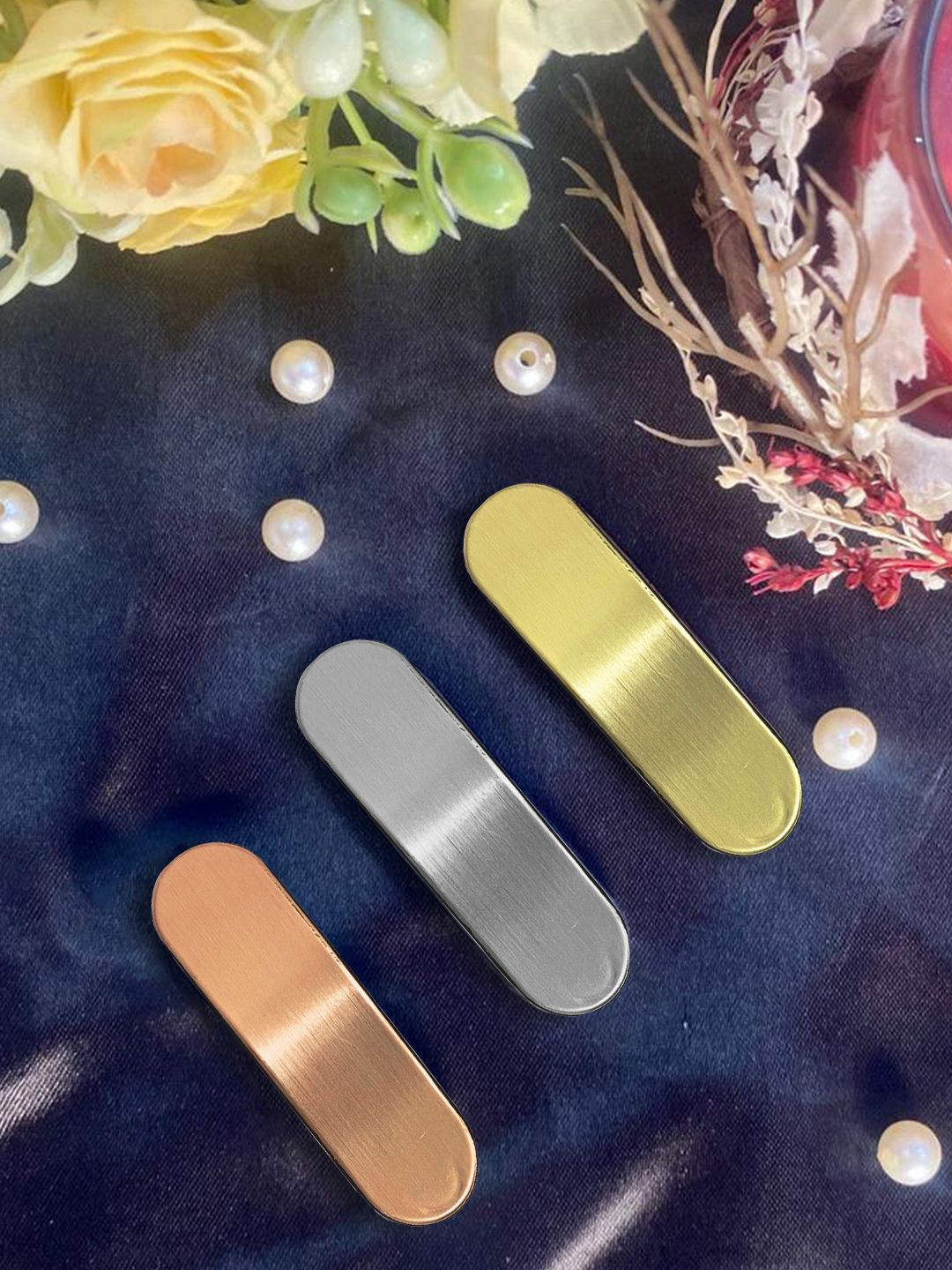 LYKAA Set of 3 Stylish Metallic Tic Tac Color may vary