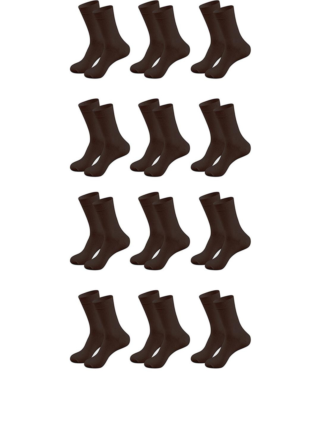 MUKHAKSH Kids 12 Pairs Brown Calf Length Socks