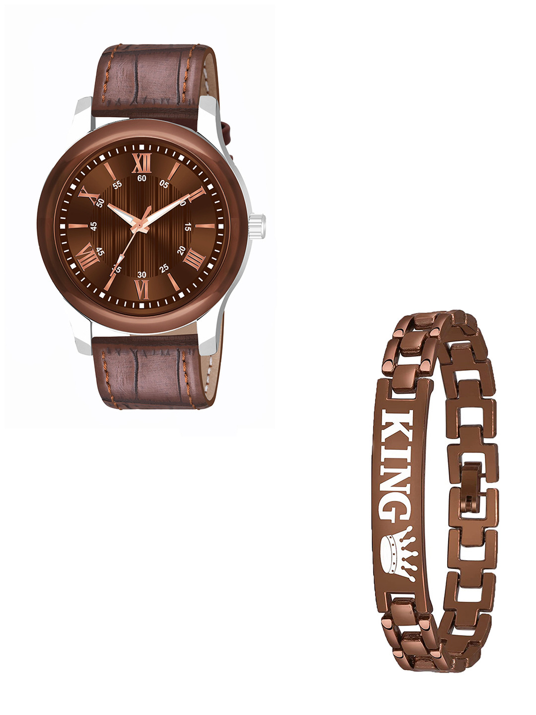 CSAMON Men Printed Dial & Straps Analogue Watch B9050 BRO1016 Aeviyo S L K Bracelet