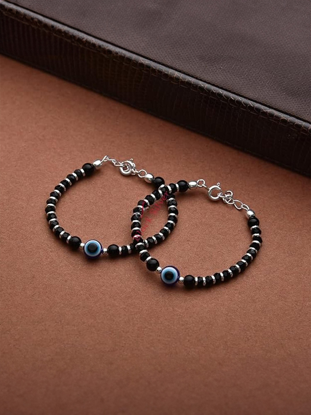 DN ENTERPRISES Kids Set Of 2 Crystals Studded And Beaded Nazariya Wraparound Bracelet