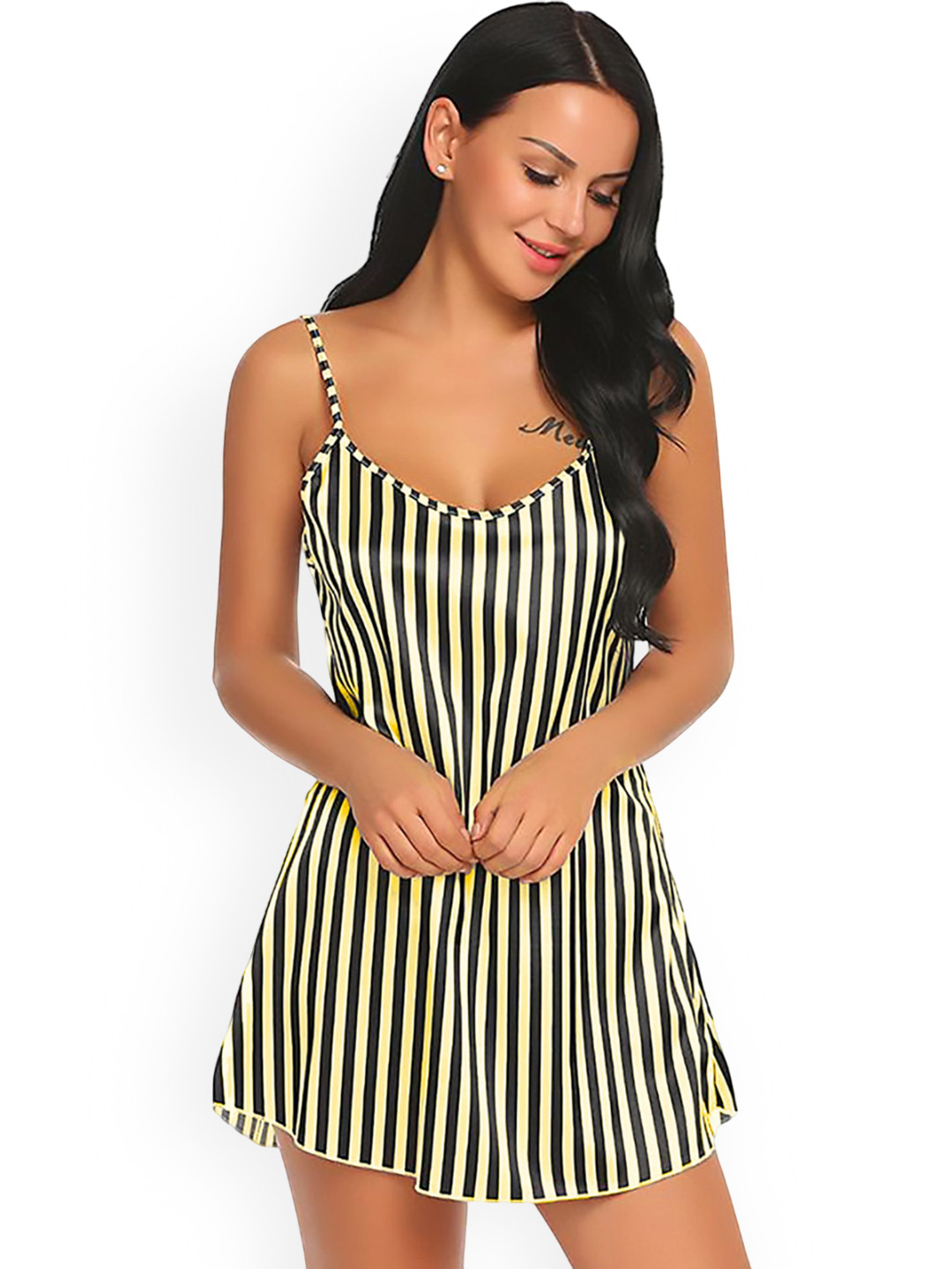 Xs and Os Women Striped Shoulder Strap Nightdress
