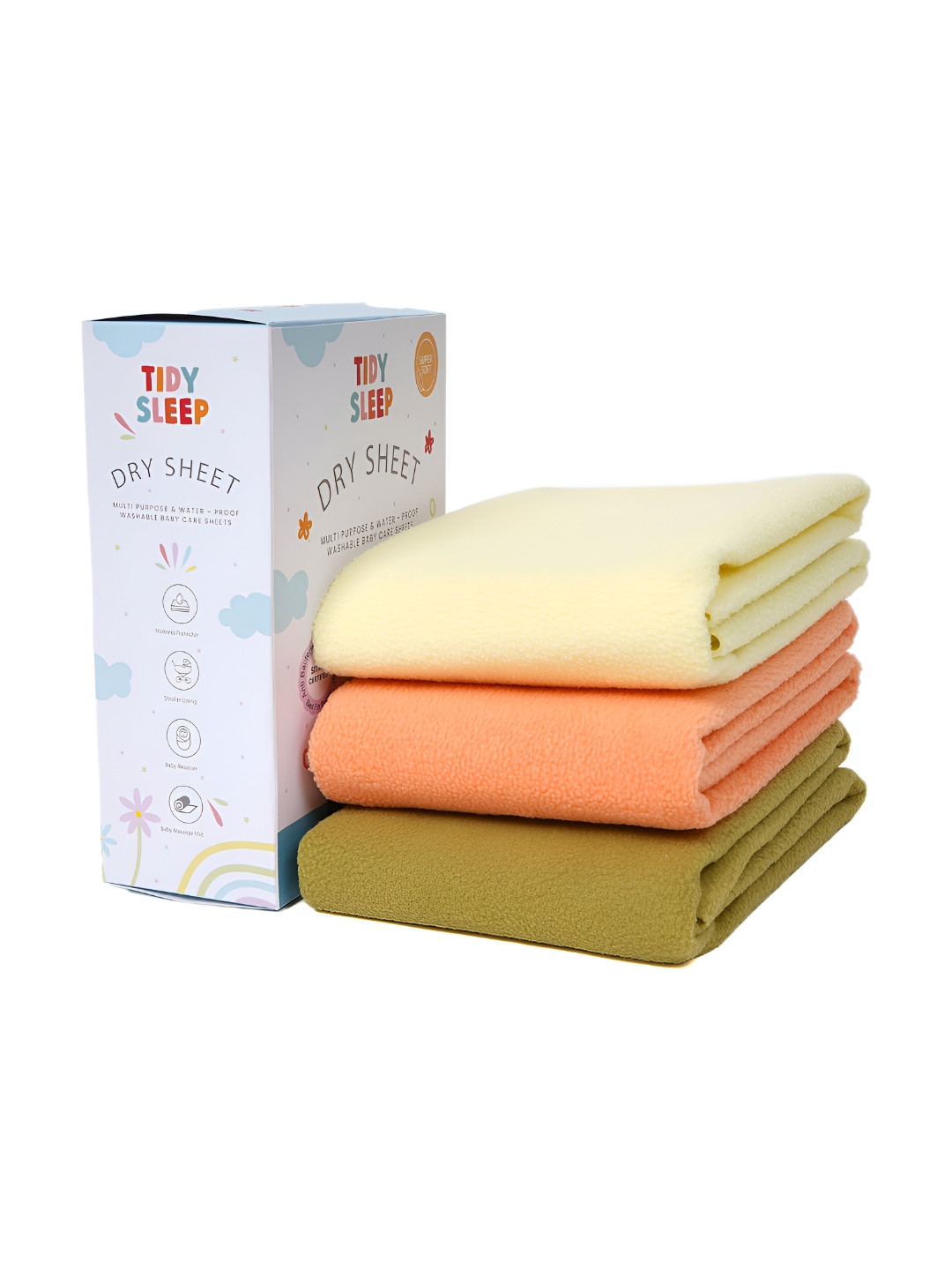 TIDY SLEEP Yellow & Orange 3 Pieces Cotton Waterproof & Breathable Mattress Protectors