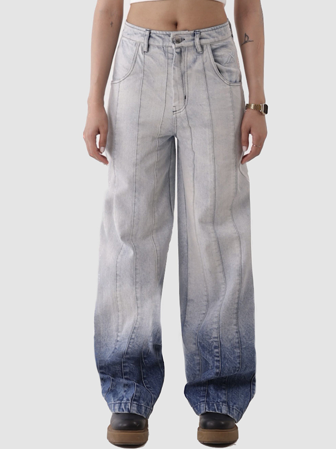 SIX5SIX Unisex Blue Drench Denim Jeans Pant In Ink