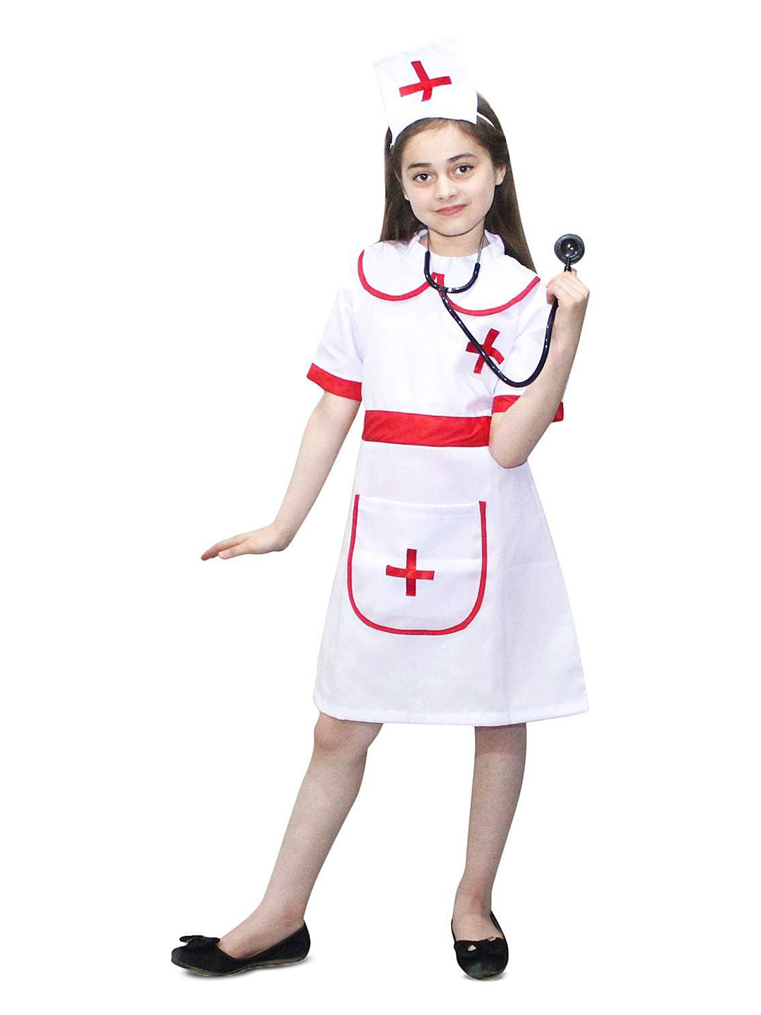 Kaku Fancy dresses Girls Nurse Uniform Dress With Cap & Stethoscope