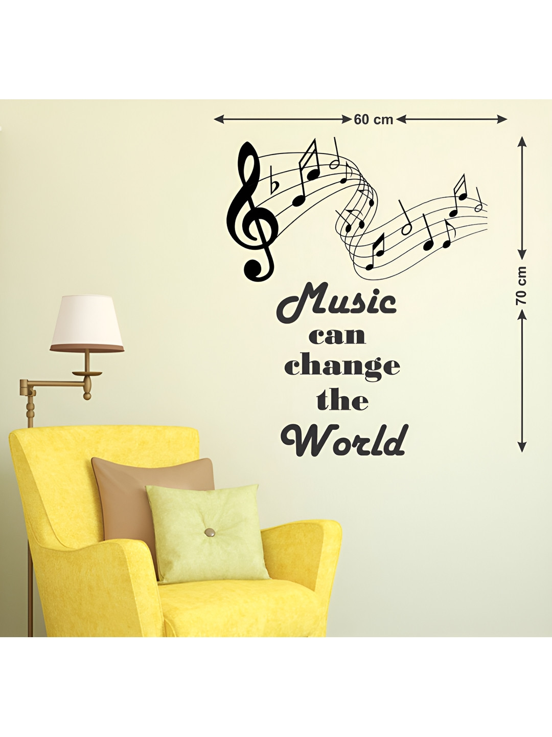 LANSTICK Black Music With Quotes Printed Wall Sticker