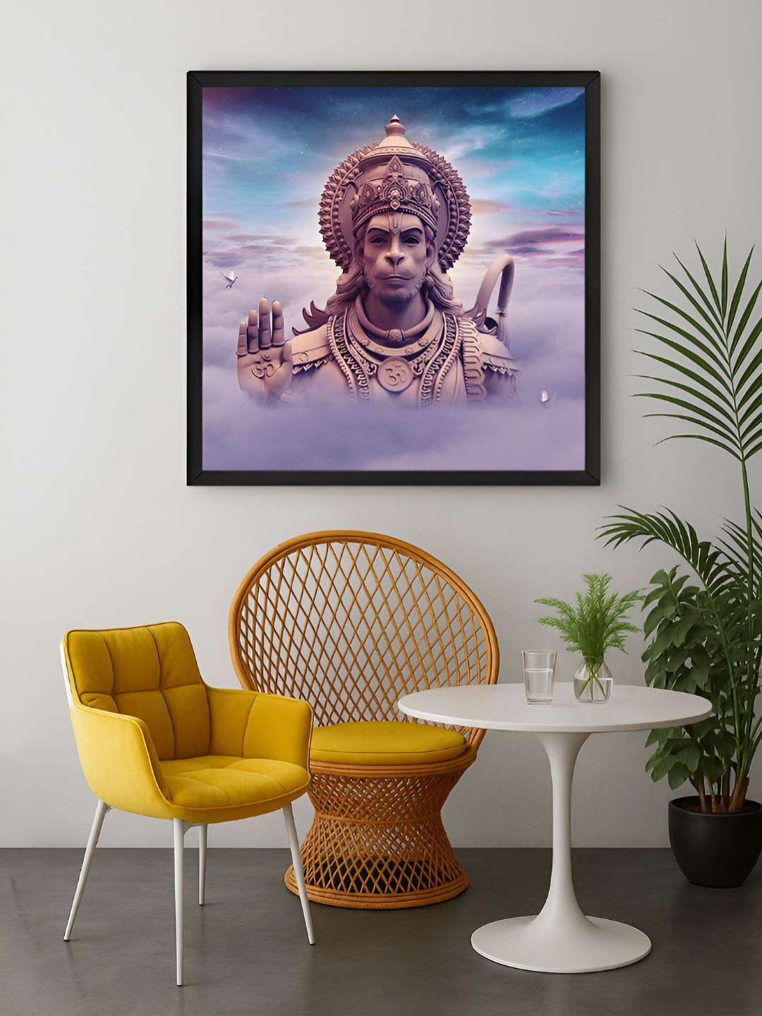 999Store Purple & Blue Chakra Meditation Hanuman Canvas Wall Art