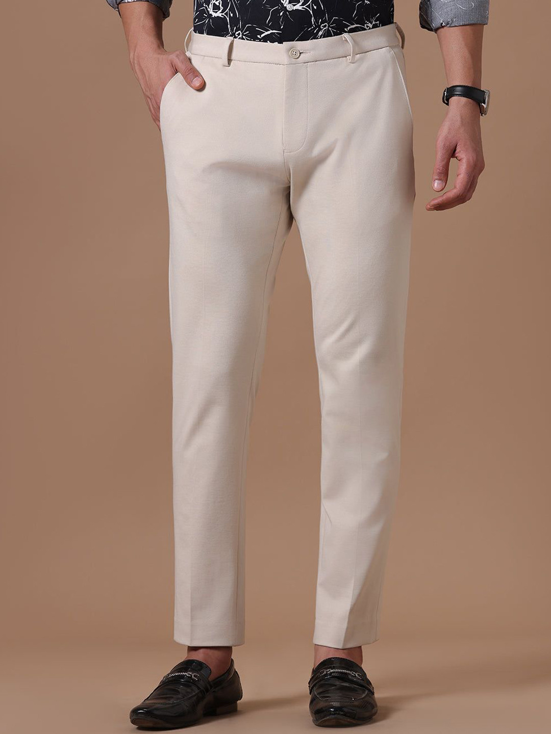 The Collection Men's Knitted Slim Fit Formal Stretch Chinos Trouser