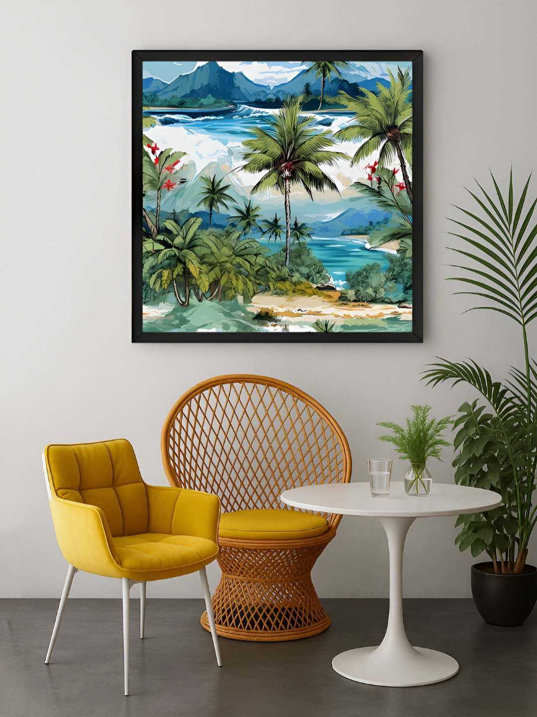 999Store Blue & Green Tropical Beach Canvas Wall Art