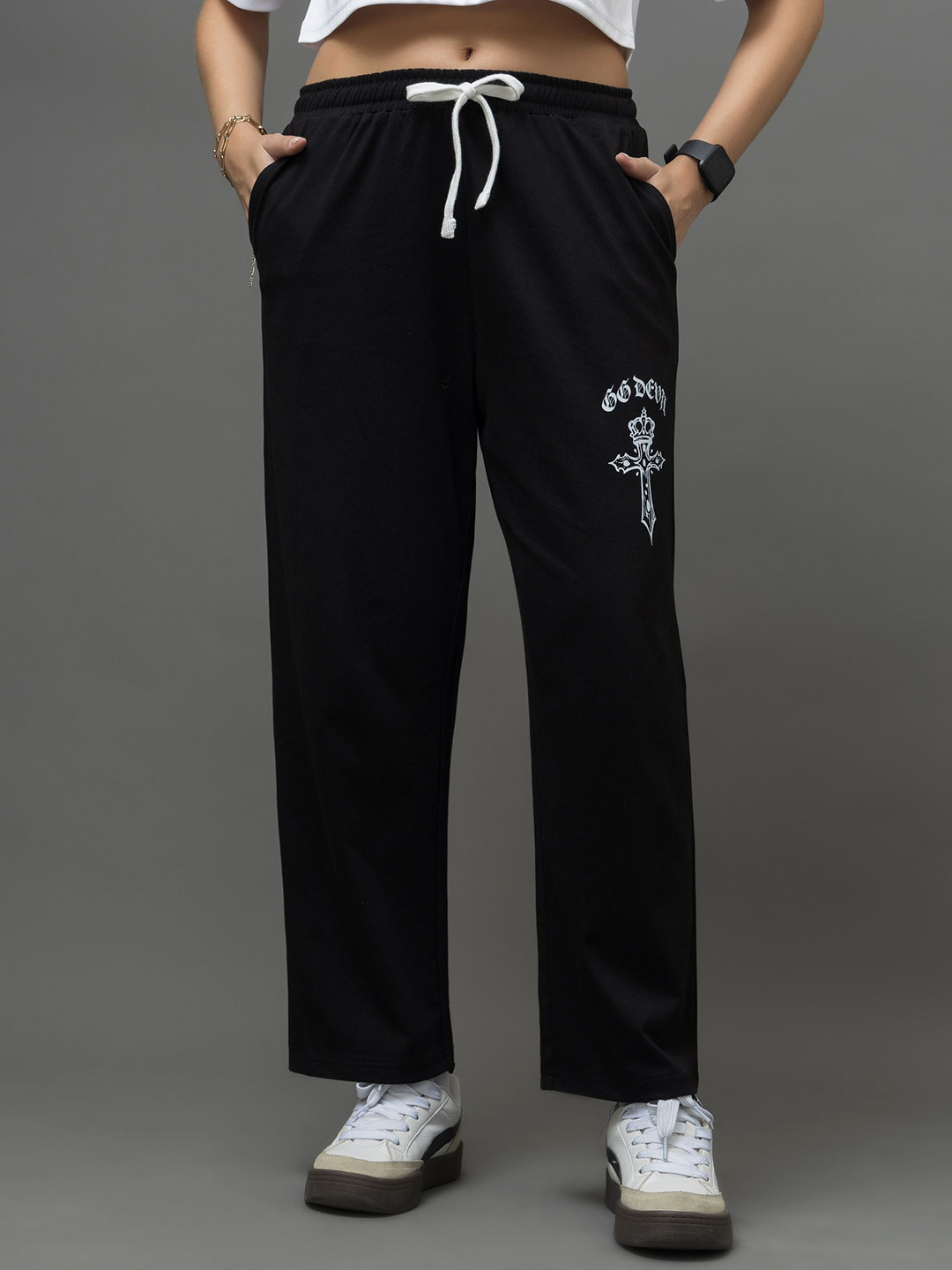 GO DEVIL Black Trousers For Women