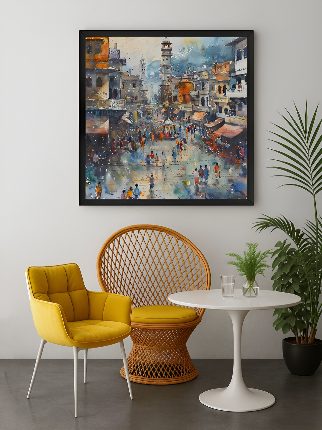 999Store Blue & Orange Bustling Bazaar Canvas Wall Art