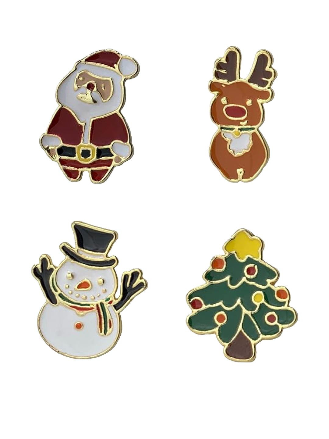 FURE Multicoloured Christmas Alloy Lapel Pins - Set Of 4