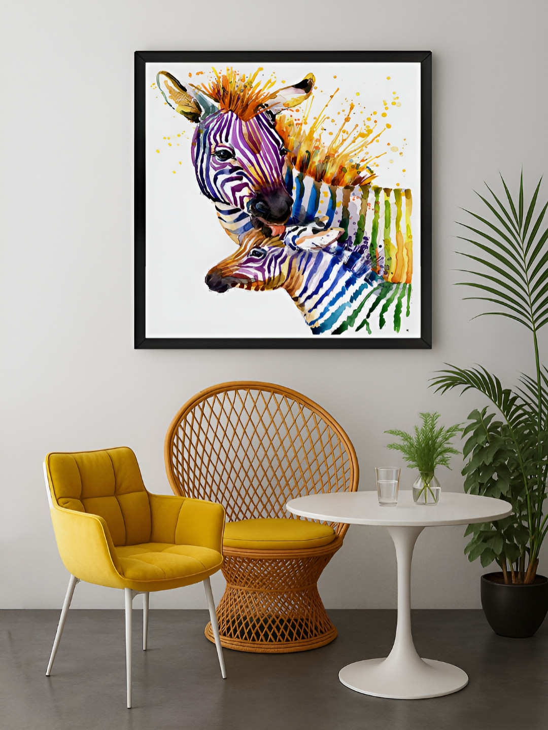 999Store Grey & Yellow Zebra Wildlife Canvas Wall Art