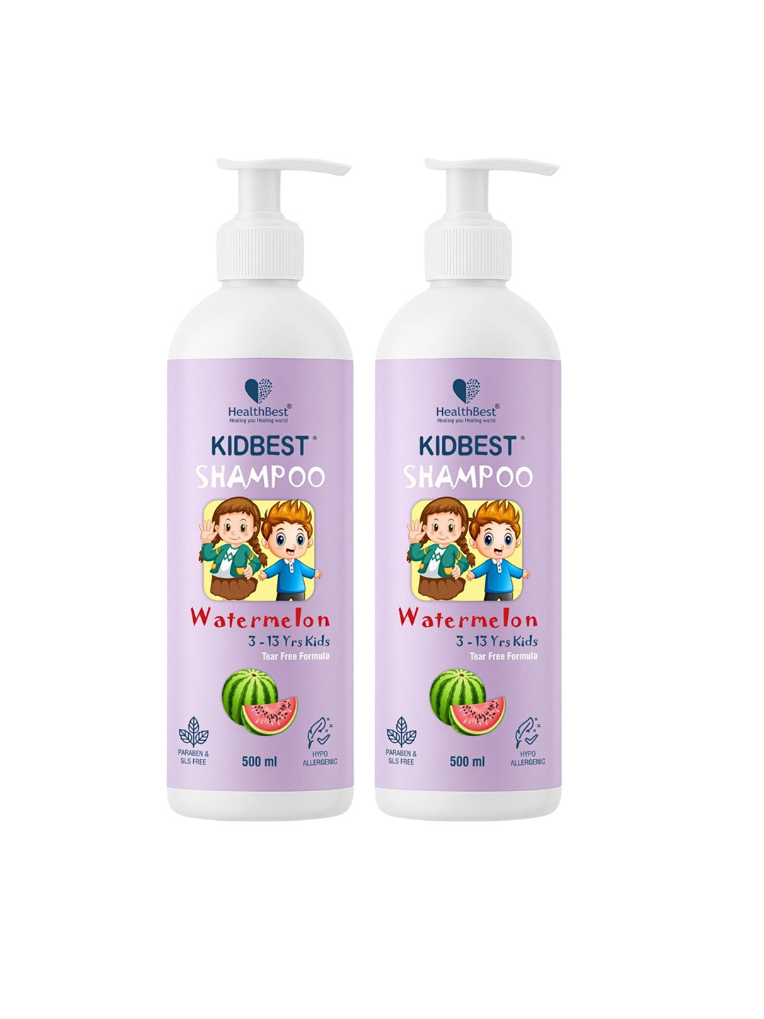 HealthBest Set Of 2 Kidbest Shampoo With Tea Tree - 500 ml Each