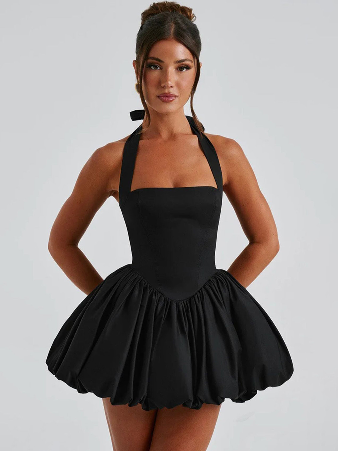 Fragancia Halter Neck Balloon Mini Dress