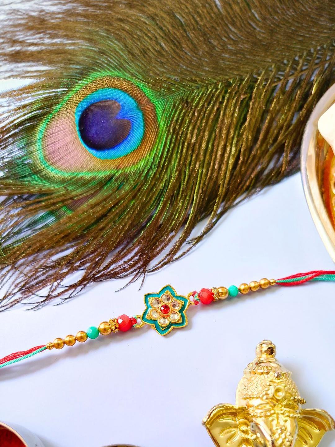 Meenakari Kundan Traditional Handmade Rakhi for Brother