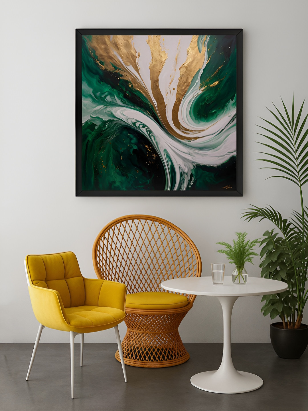999Store Green & Grey Waves Canvas Wall Art