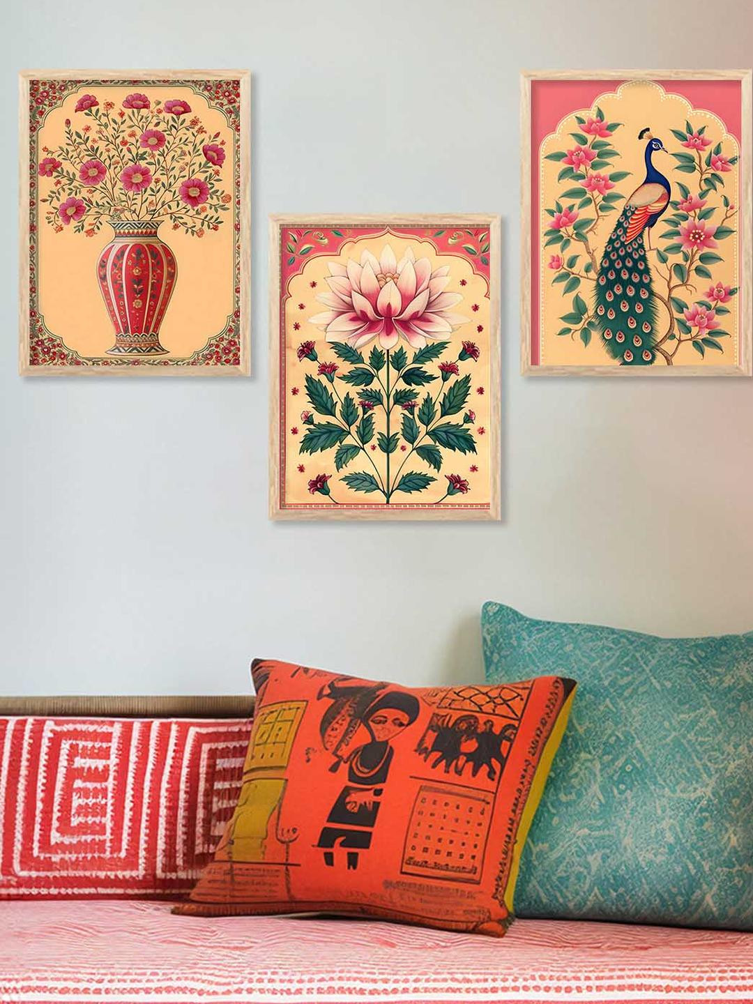 WALLLANE Brown Floral and Botanical Wall Paintings For Living Room Office Bedroom