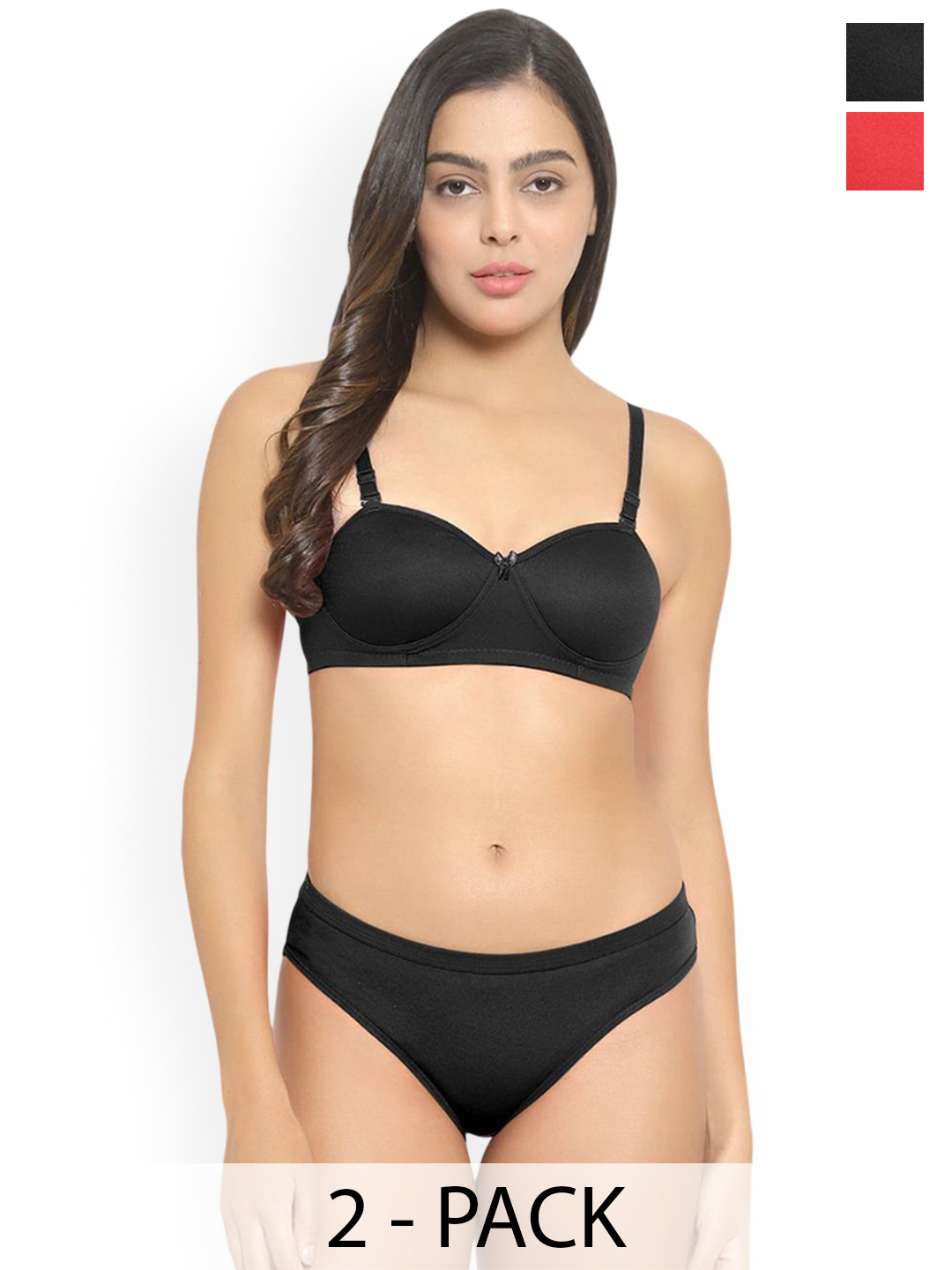 Samvar Pack Of 2 Lightly Padded Lingerie Sets B_Demi-Set_R,Bl