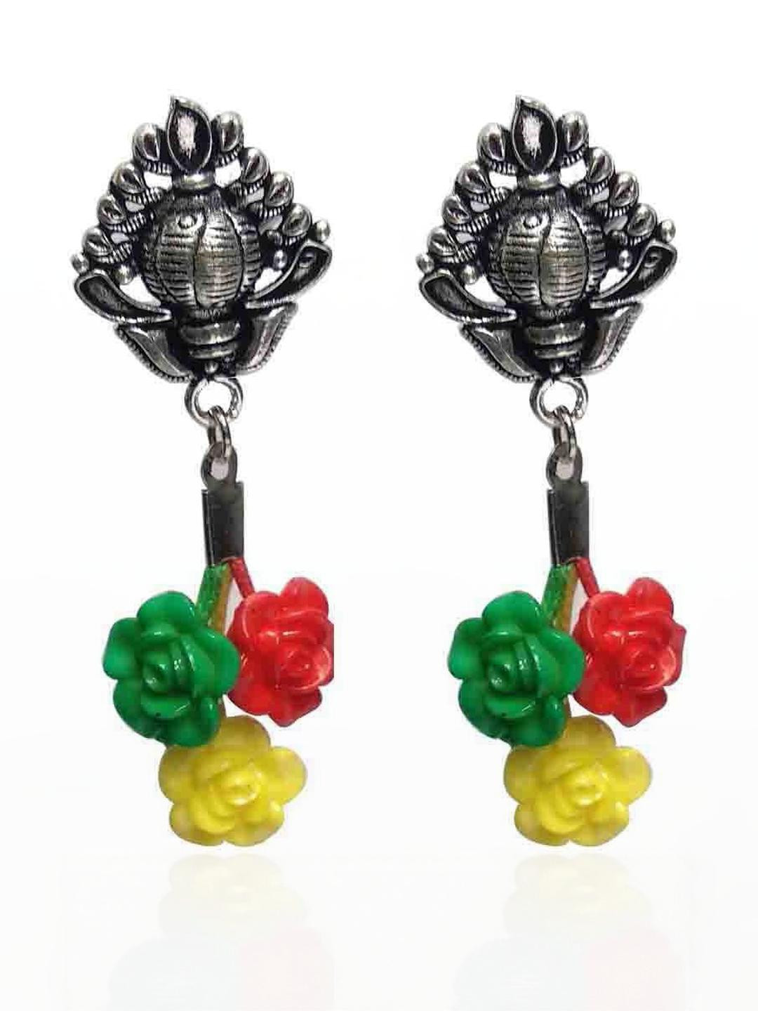Gurjari Jewellers  Tops + Colourfull Flower earing Brass Drops & Danglers