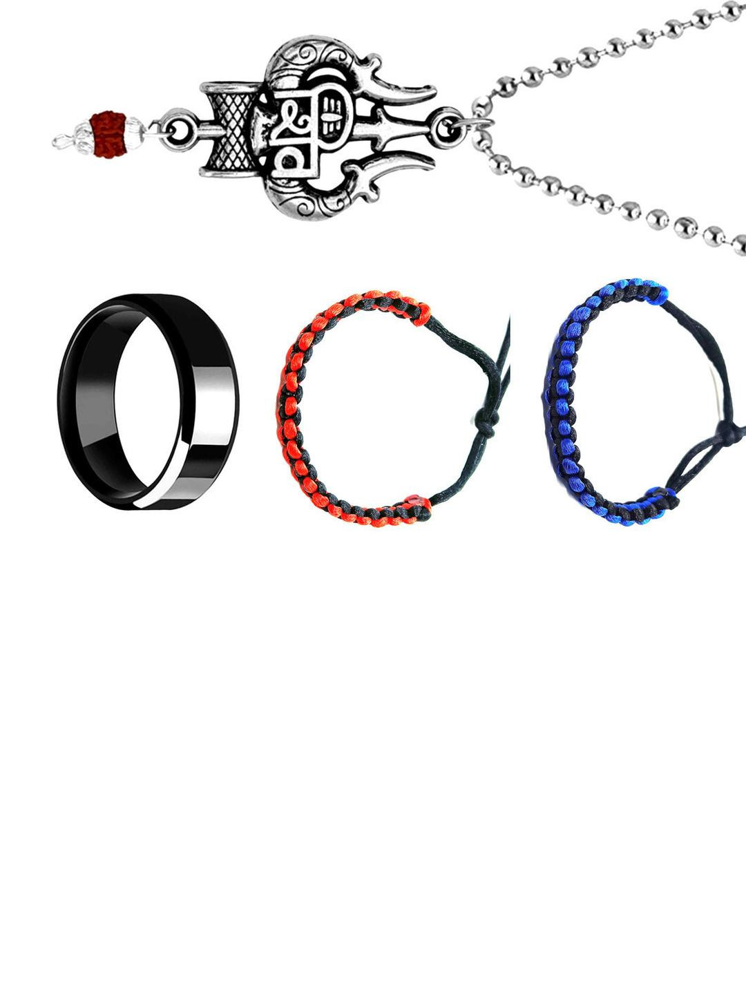 Dynamic Retail Global Stainless Steel Rhodium Multicolor Jewellery Set (Pack of 4)