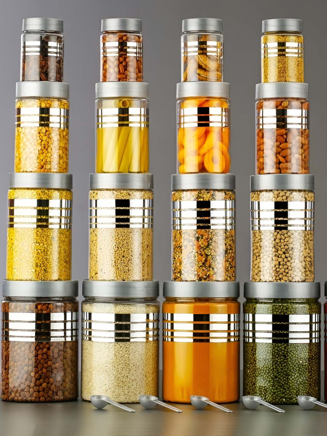 RK EMPIRE Grey 20 Pieces Air Tight Jar Containers