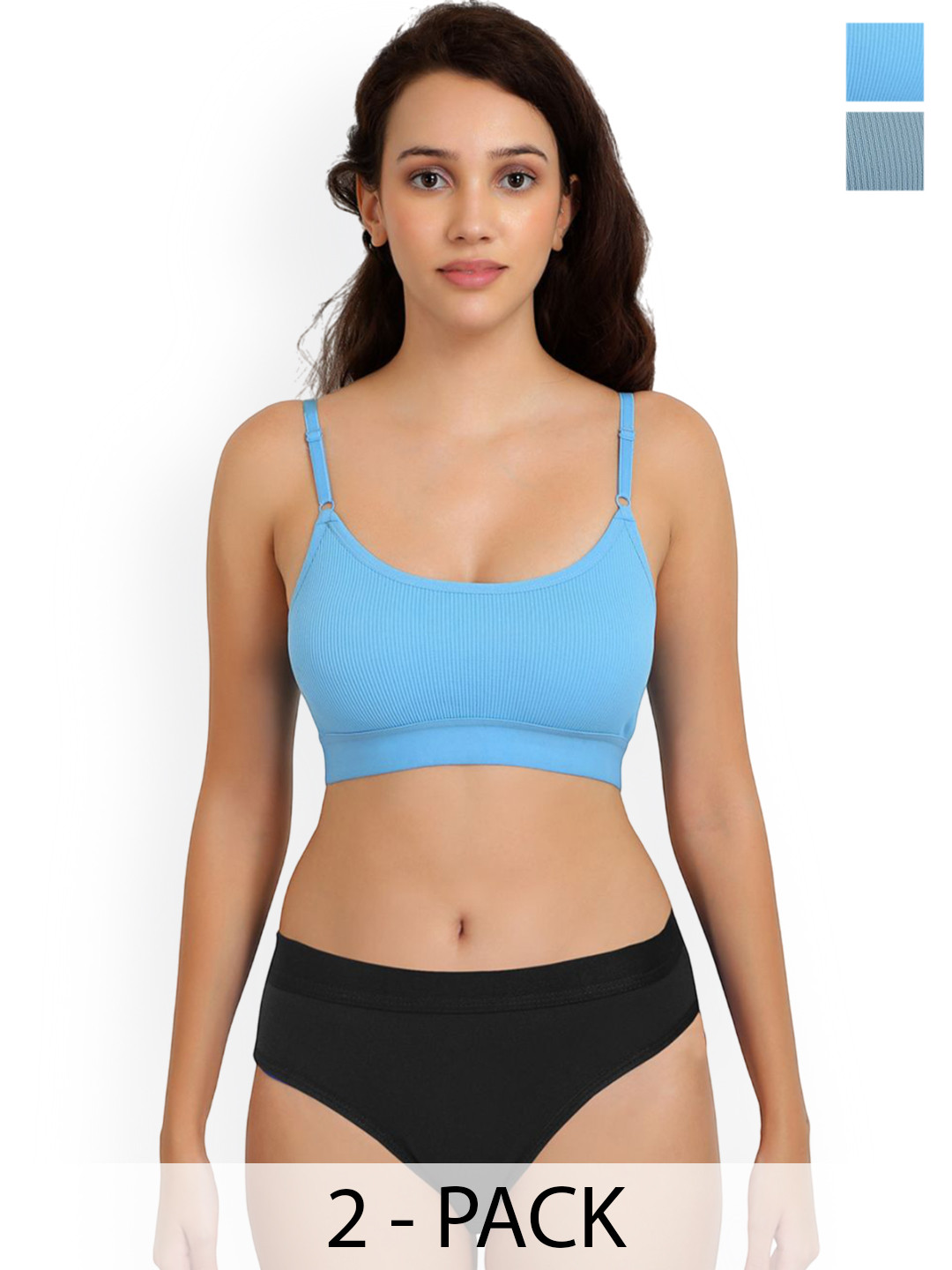 Samvar Pack Of 2 Cotton Non Padded Lingerie Sets B_Goma Set_B,Light_B