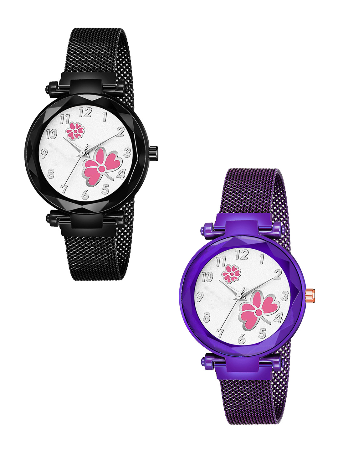 CSAMON Women Round Reset Time Analogue Watch GR_379 Black 315 Pink_379 Purple