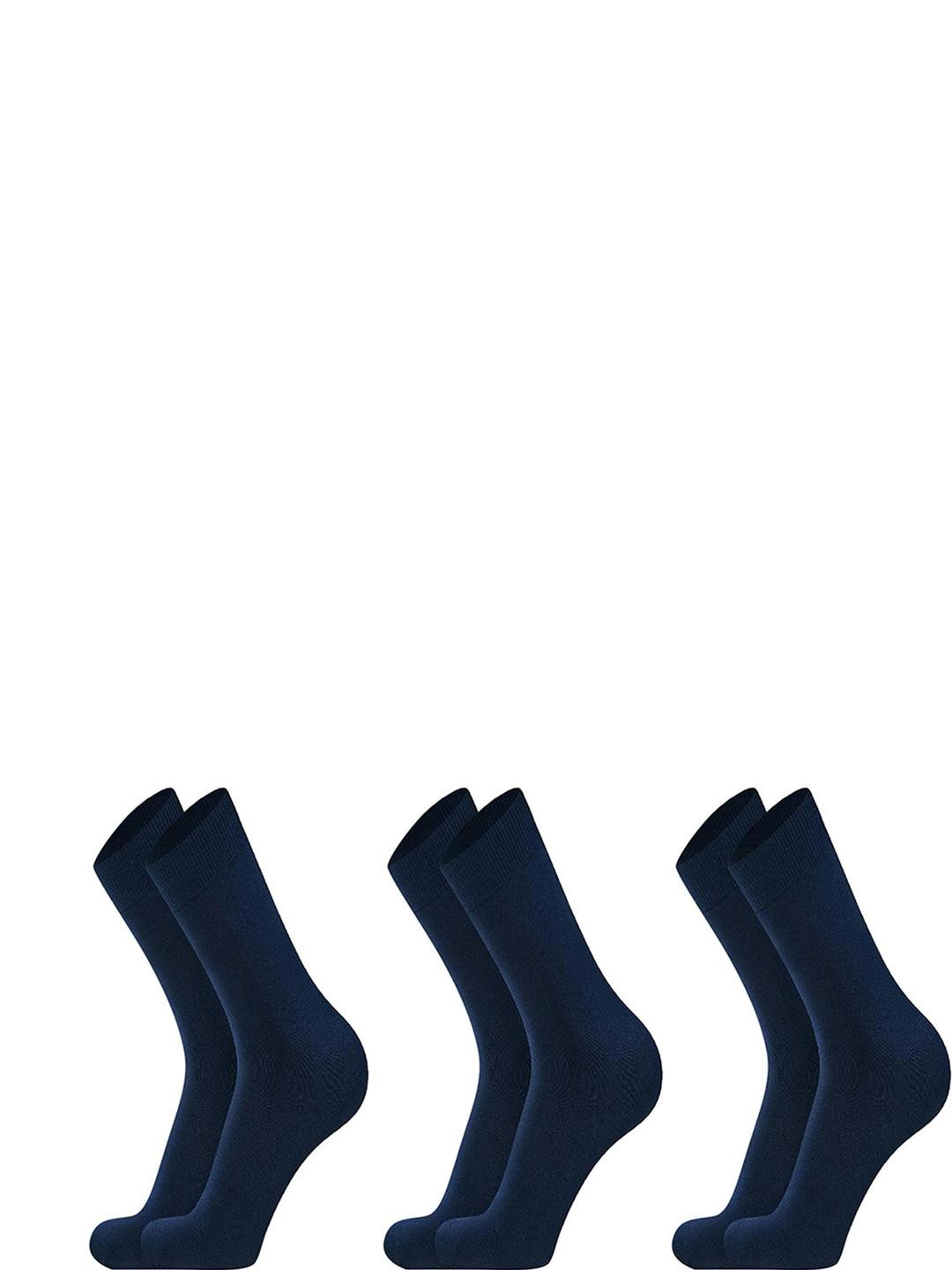 MUKHAKSH 3 Pairs Boy's Blue Calf Length Socks