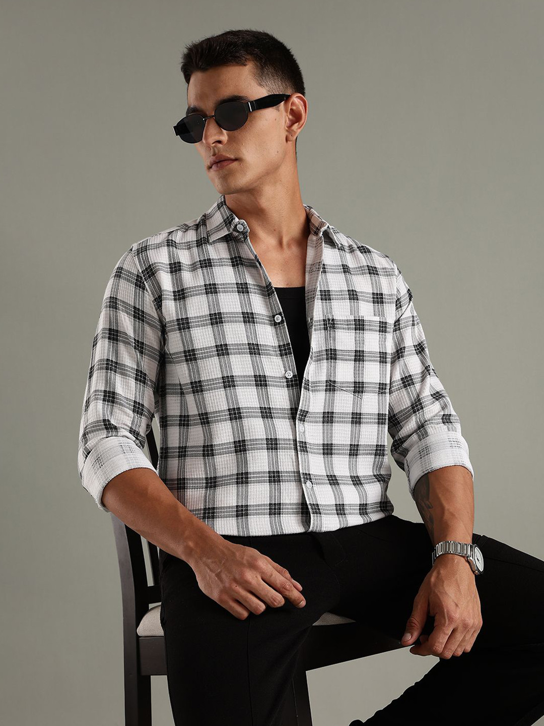 Guns & Sons Men Modern Slim Fit Buffalo Checks Checked Casual Shirt