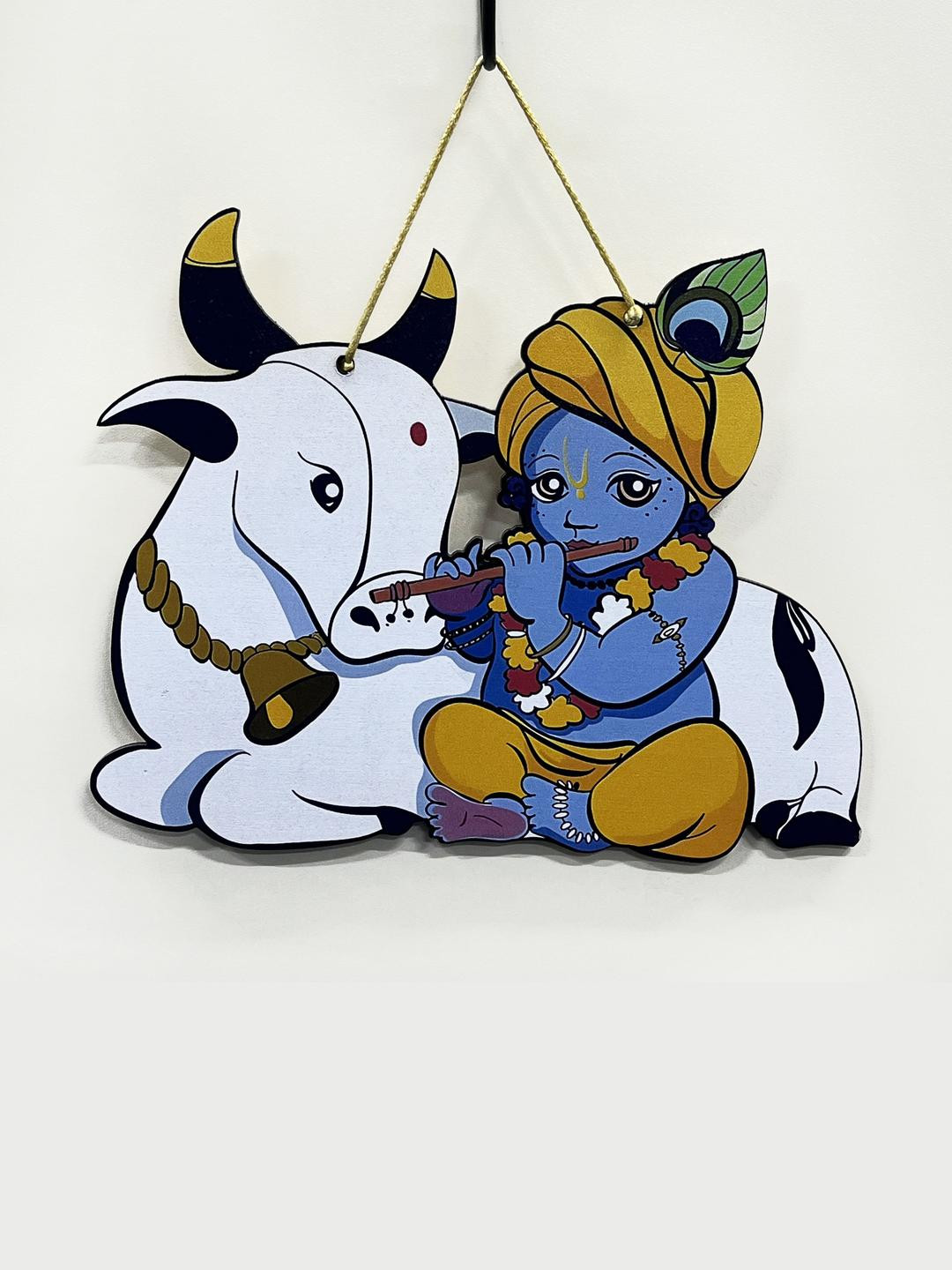 Krishna With Cow Printed Wall Hanging