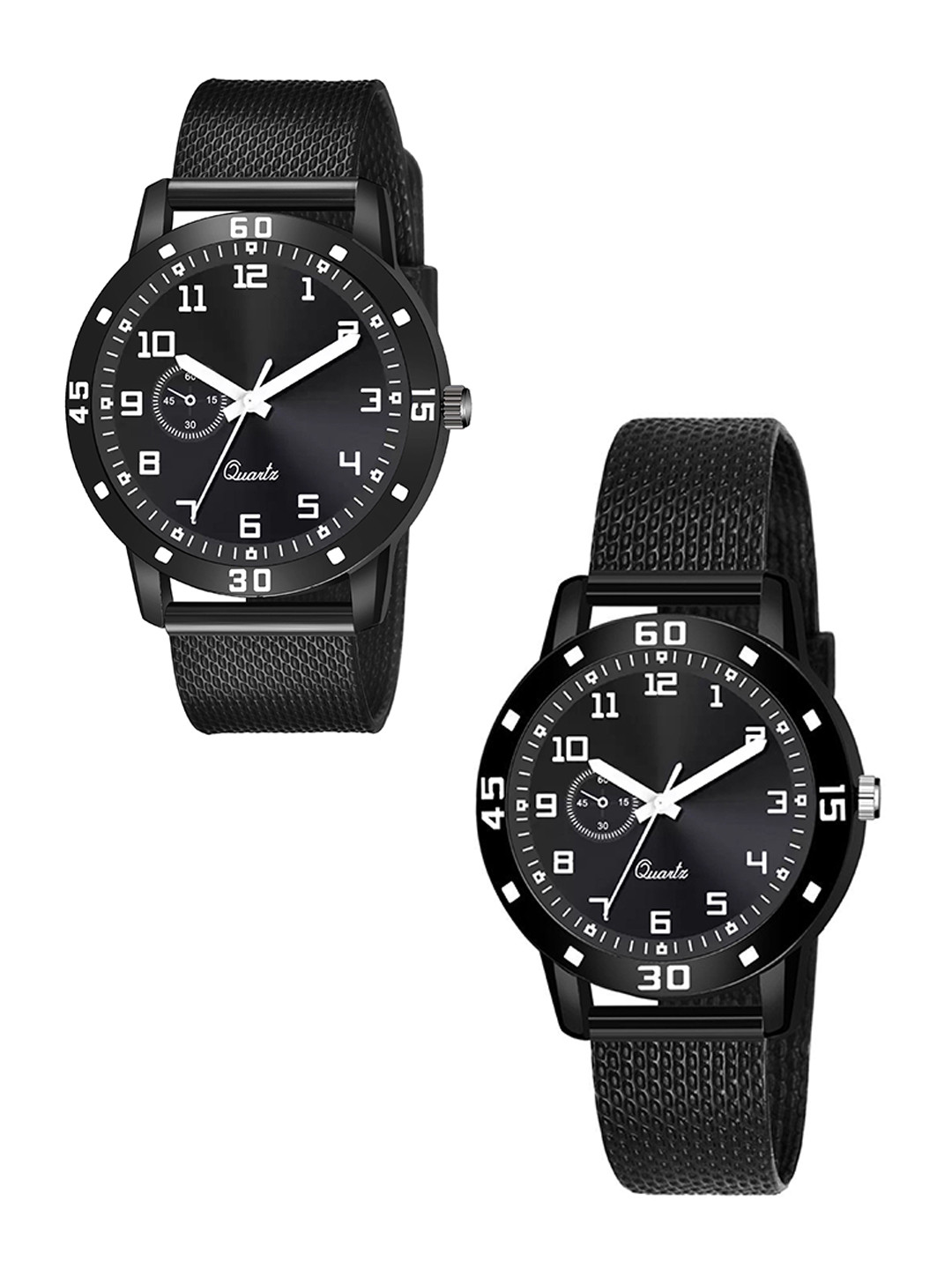 CSAMON Unisex Pack Of 2 Dial & Straps Analogue Watch C_1001 BLK D Aeviyo Couple S_F