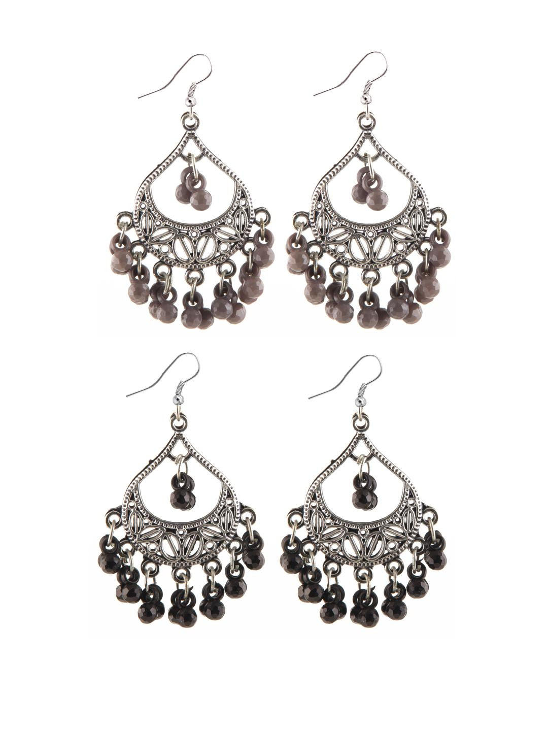 Creative Frogs Women Silver Oxidize Dark Red Drop Earrings