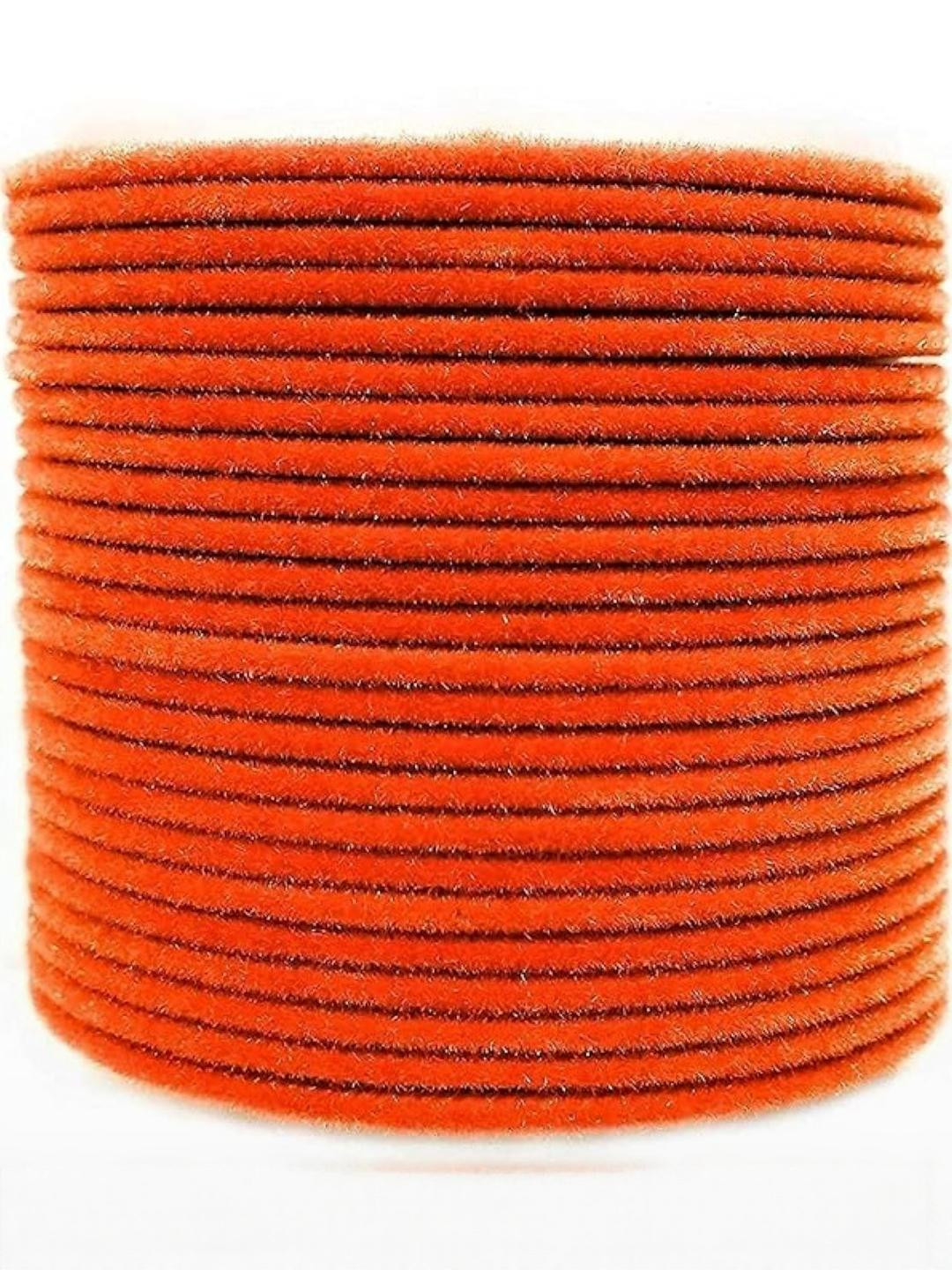 Guddan Set of 24 Orange Metal Velvet Bangles