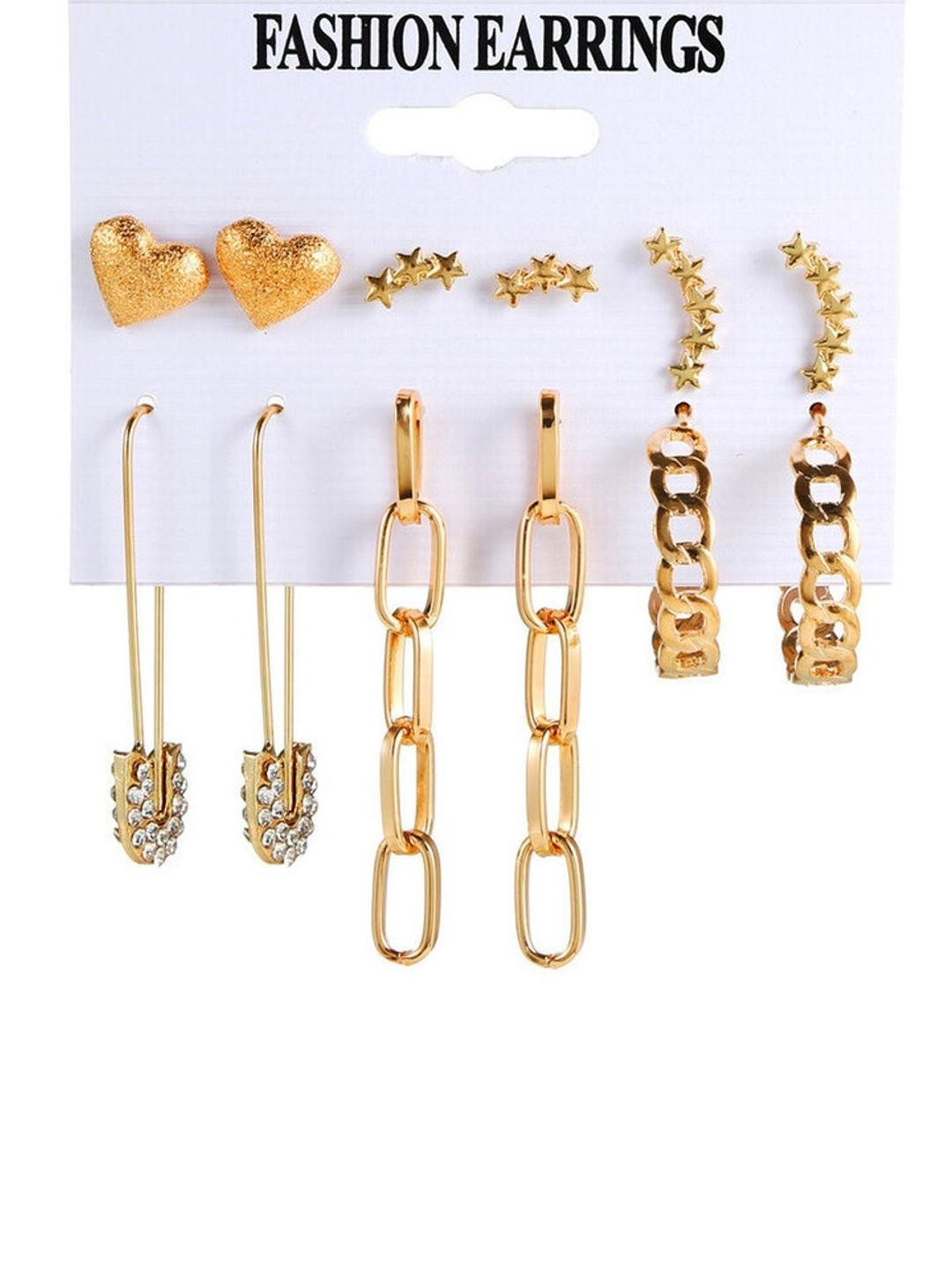 TheVineGirl Pack Of 6 Contemporary Drop Earrings