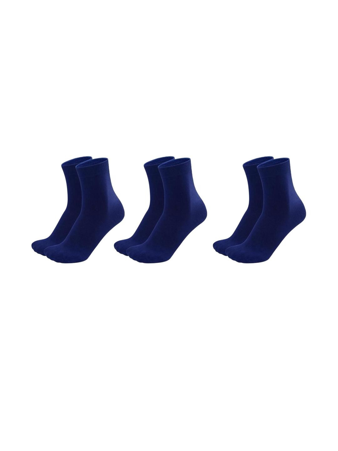 MUKHAKSH Pack of 3 Pairs School Plain Navy Blue Ankle-Length Socks